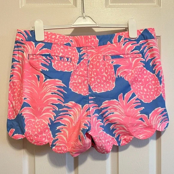 Lilly Pulitzer Pink and Blue Buttercup Tropical Pineapple Print Shorts - Picture 4 of 11